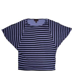 Dana Buckman womens top stetch striped blue purple bat wing arms round neck S